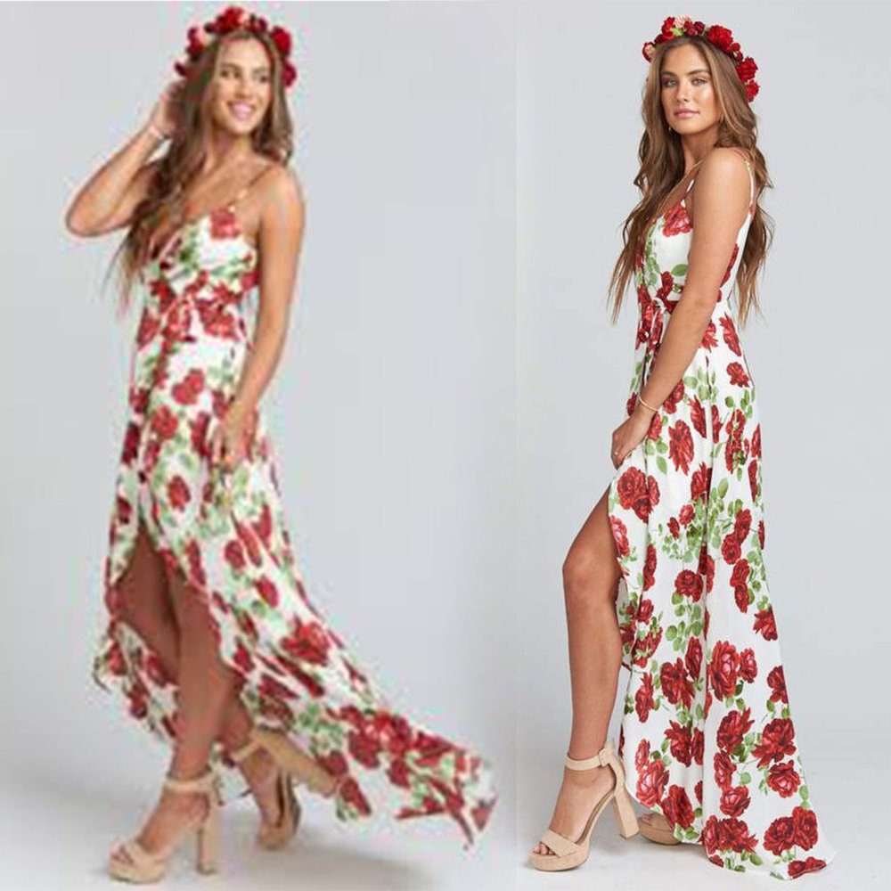 Show Me Your Mumu Mariah wrap dress red roses - Picture 2 of 7